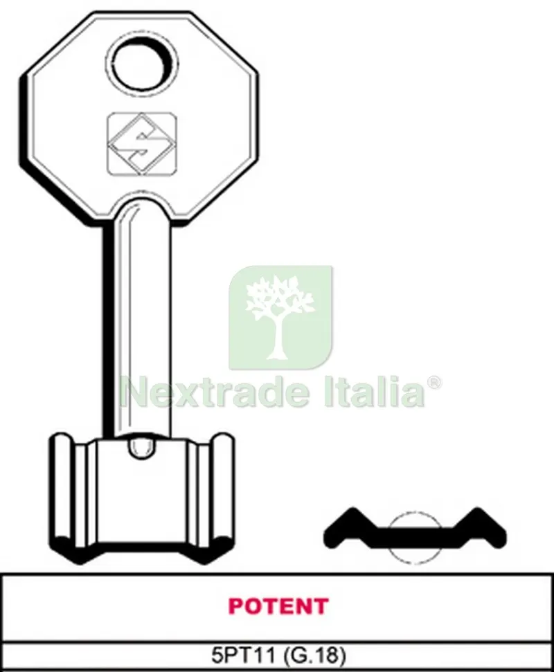 5PZ CHIAVE A DOPPIA MAPPA 5PT11 (G.VAS 0) POTENT — Chiavi grezze e duplicati — rif. FERX.VIT28611