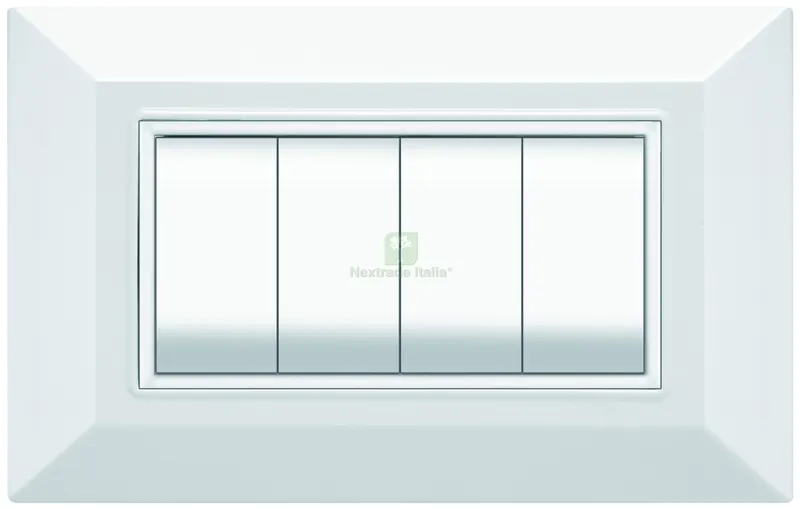 PLACCA PLAIN Col. Bianco 4 posti — Interruttori e prese — rif. FERX.VIT58174