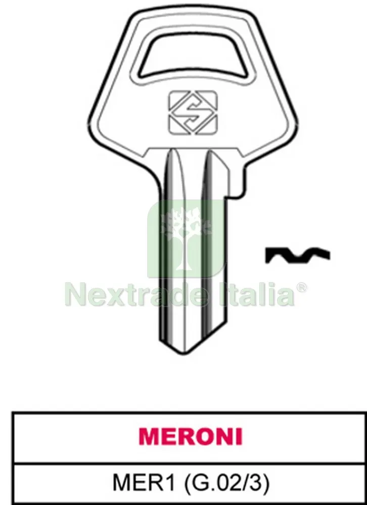 100PZ CHIAVE OTTONE MER1 (G.VAC 3) MERONI — Serrature e cilindri — rif. FERX.VIT30348