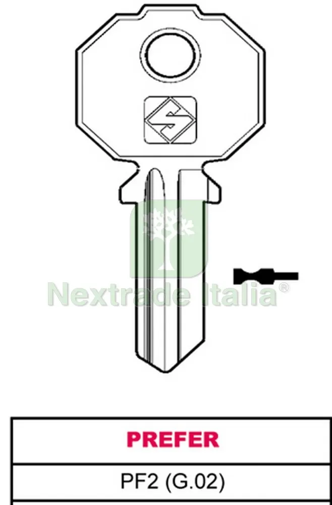 20PZ Chiave Ottone PF2 (G.VAC 0) Prefer — Serrature e cilindri — rif. FERX.VIT11698