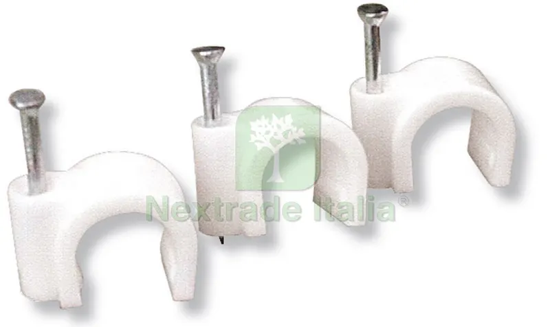 GRAFFETTA FISSACAVI CON CHIODO col. Bianco mm. 5-6 100 PZ. — Chiodi e graffe — rif. FERX.VIT13024