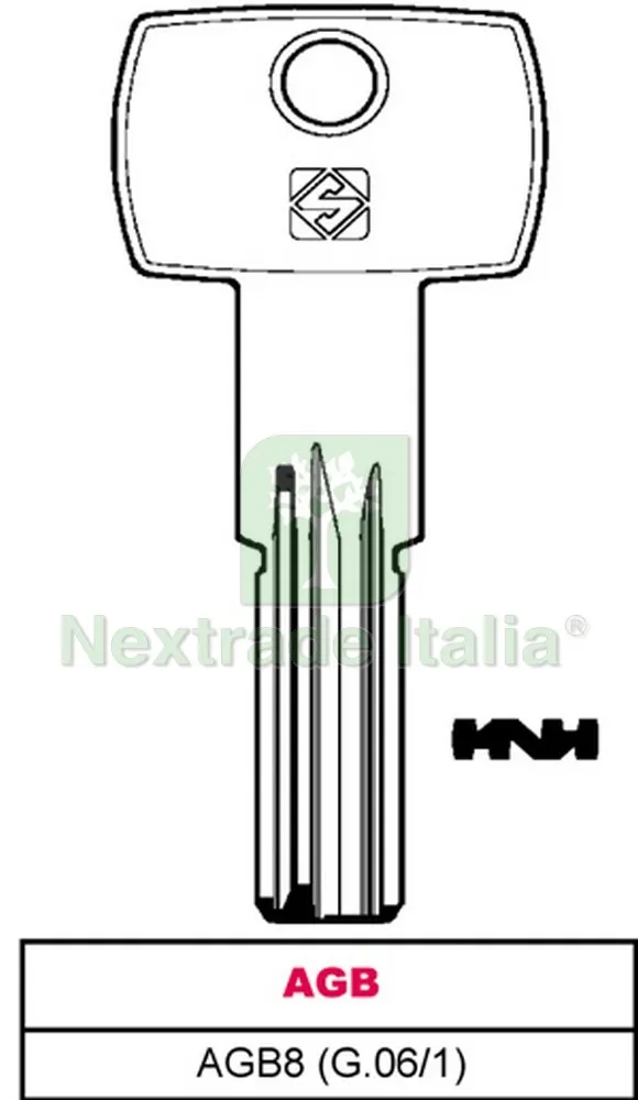 10PZ CHIAVE PUNZONATA OTTONE AGB8 (G.VAG 1) AGB — Serrature e cilindri — rif. FERX.VIT28594