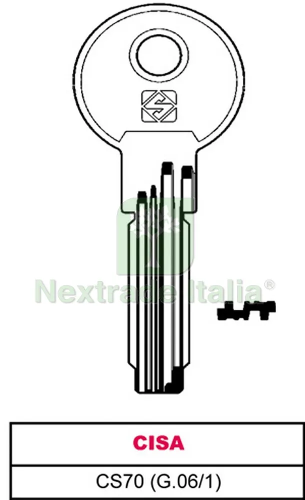 10PZ Chiave Punzonata Ottone CS70 (G.VAG 1) Cisa — Serrature e cilindri — rif. FERX.VIT28587