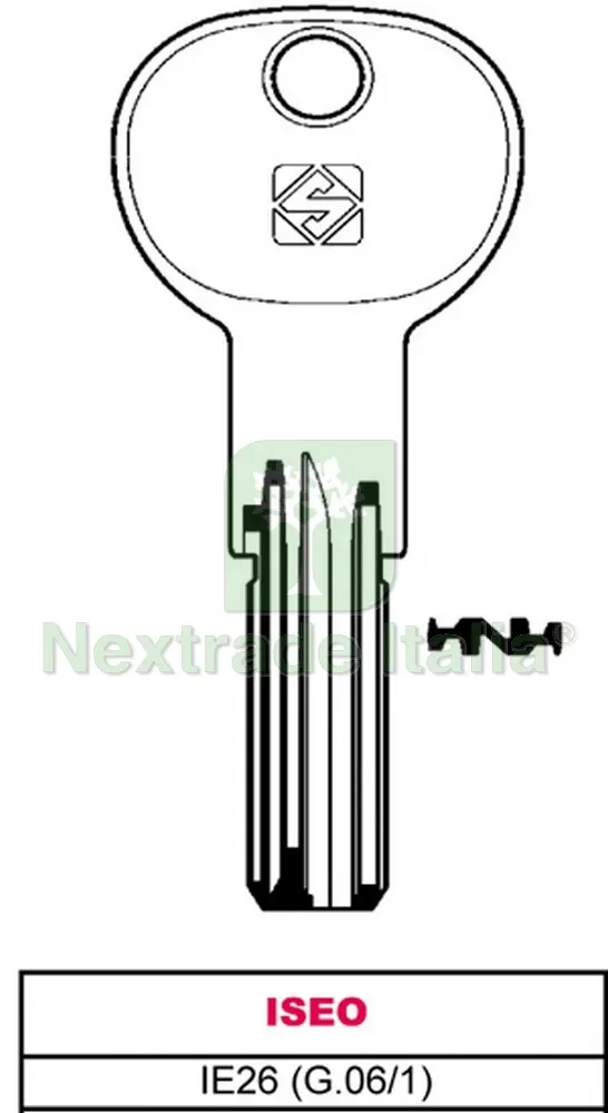 10PZ CHIAVE PUNZONATA OTTONE IE26 (G.VAG 1) ISEO — Serrature e cilindri — rif. FERX.VIT28597