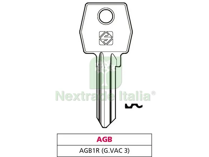 20PZ CHIAVE OTTONE AGB1R (G. VAC 3) AGB — Serrature e cilindri — rif. FERX.VIT47555