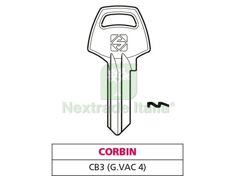 20PZ Chiave Ottone CB3 (G. VAC 4) Corbin — Ferramenta per legno e mobili — rif. FERX.VIT47588