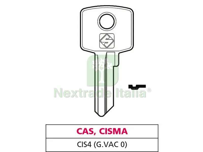 20PZ Chiave Ottone CIS4 (G. VAC 0) CAS-Cisma — Serrature e cilindri — rif. FERX.VIT47597
