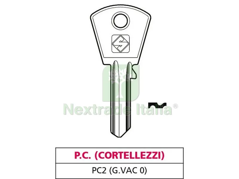 20PZ Chiave Ottone PC2 (G. VAC 0) P.C. (cortellezzi) — Ferramenta per legno e mobili — rif. FERX.VIT47605