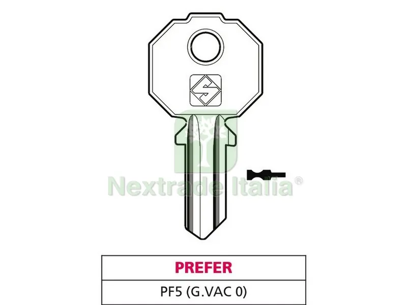 20PZ Chiave Ottone PF5 (G. VAC 0) Prefer — Ferramenta per legno e mobili — rif. FERX.VIT47570