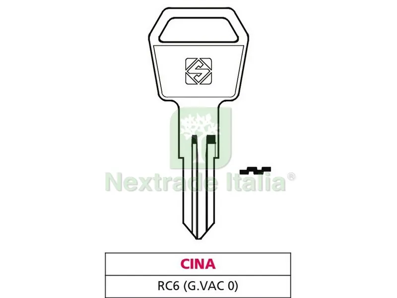20PZ Chiave Ottone RC6 (G. VAC 0) Cina — Ferramenta per legno e mobili — rif. FERX.VIT47607