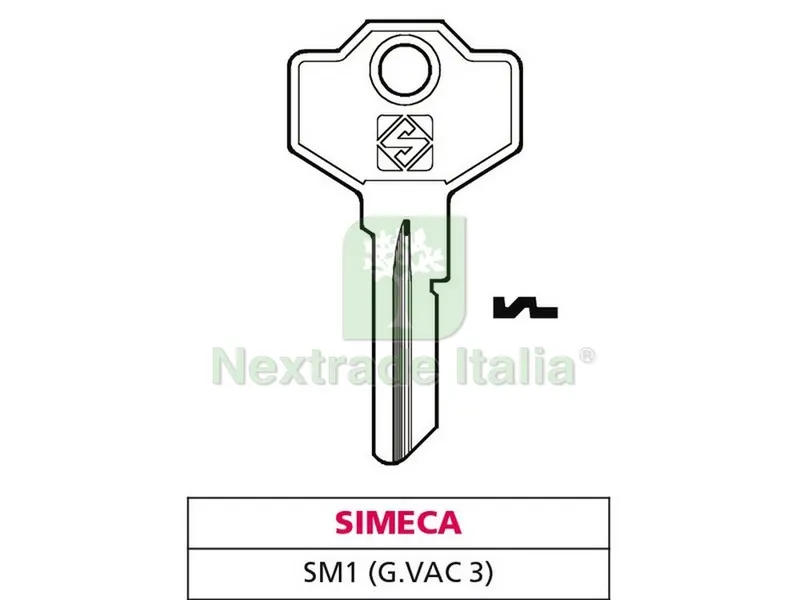 20PZ CHIAVE OTTONE SM1 (G. VAC 3) SIMECA — Ferramenta per legno e mobili — rif. FERX.VIT47580