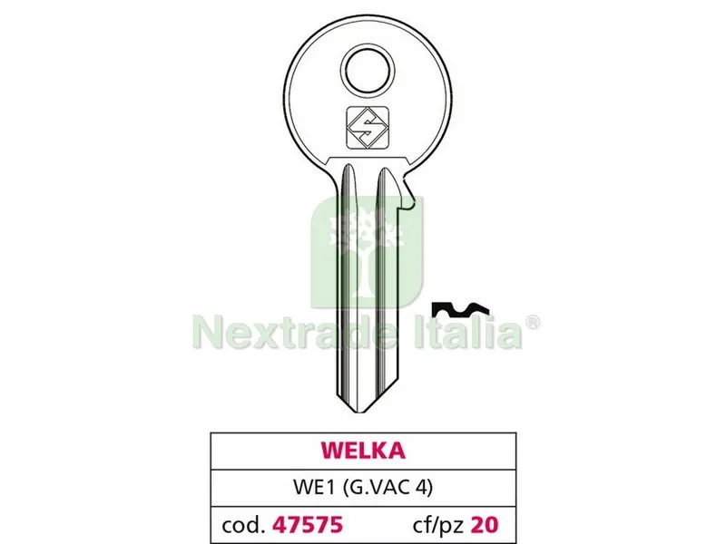 20PZ Chiave Ottone WE1 (G. VAC 4) Welka — Ferramenta per legno e mobili — rif. FERX.VIT47575