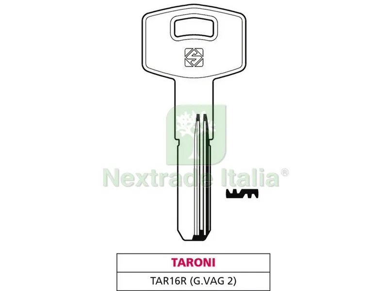 5PZ Chiave Punzonata Ottone TAR16R (G. VAG 2) Taroni — Serrature e cilindri — rif. FERX.VIT47539