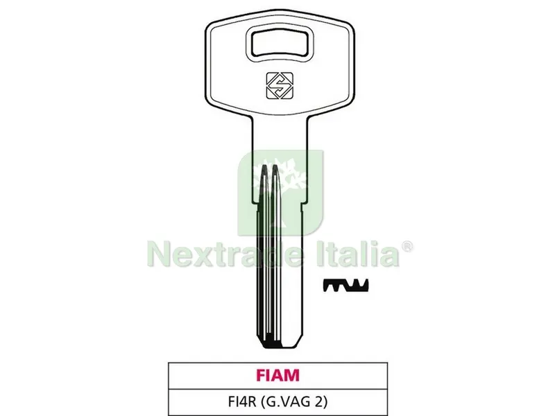 5PZ Chiave Punzonata Ottone FI4R (G. VAG 2) Fiam — Serrature e cilindri — rif. FERX.VIT47538