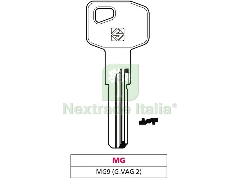 5PZ CHIAVE PUNZONATA OTTONE MG9 (G. VAG 2) MG — Serrature e cilindri — rif. FERX.VIT47521