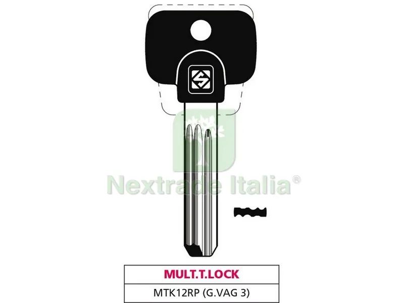 5PZ Chiave Punzonata Ottone MTK12RP (G. VAG 3) MUL.T.LOCK — Serrature e cilindri — rif. FERX.VIT47534