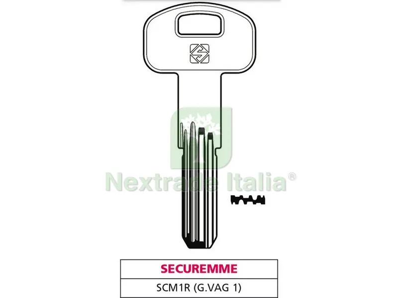 10PZ CHIAVE PUNZONATA OTTONE SCM1R (G. VAG 1) SECUREMME — Serrature e cilindri — rif. FERX.VIT47503