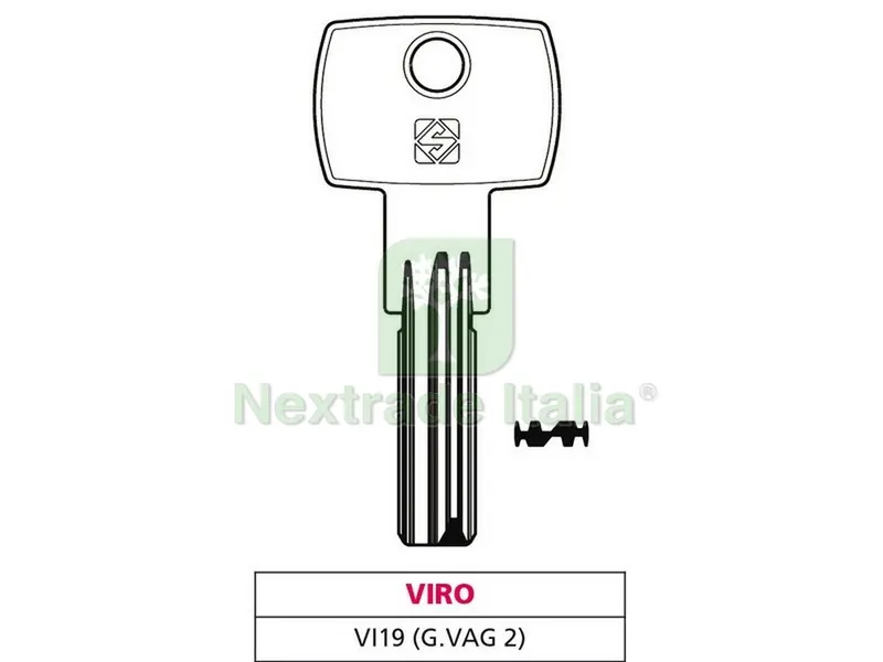 5PZ Chiave Punzonata Ottone VI19 (G. VAG 2) Viro — Serrature e cilindri — rif. FERX.VIT47515