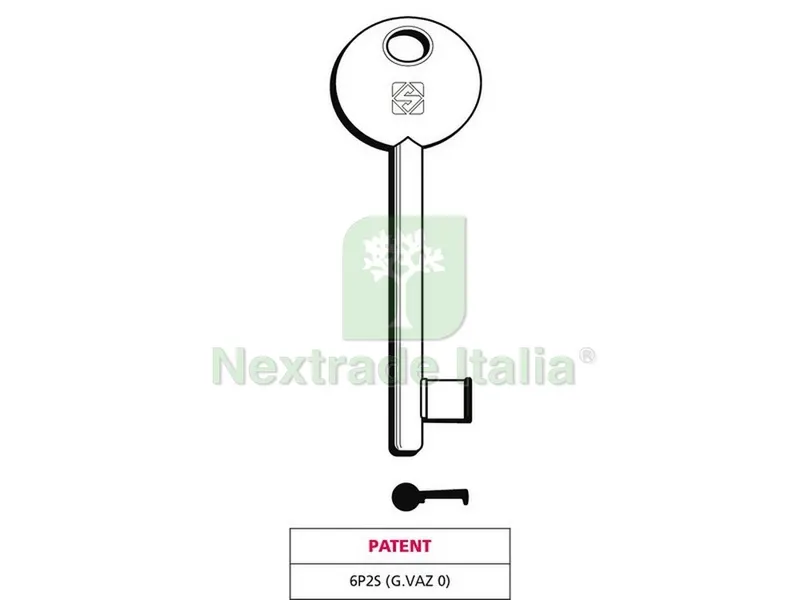 5PZ Chiave a Mappa 6P2S (G. VAZ 0) Patent ottone nichelato — Chiavi e ricambi auto — rif. FERX.VIT47678