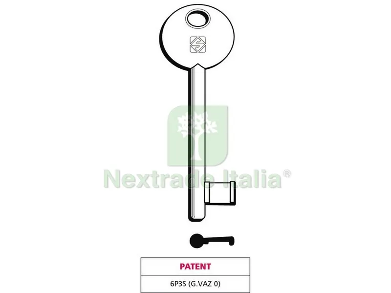 5PZ Chiave a Mappa 6P3S (G. VAZ 0) Patent — Chiavi e ricambi auto — rif. FERX.VIT47679