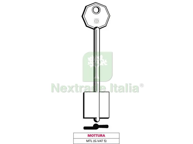 5PZ CHIAVE A DOPPIA MAPPA MTL (G. VAT 5) MOTTURA — Chiavi grezze e duplicati — rif. FERX.VIT47629