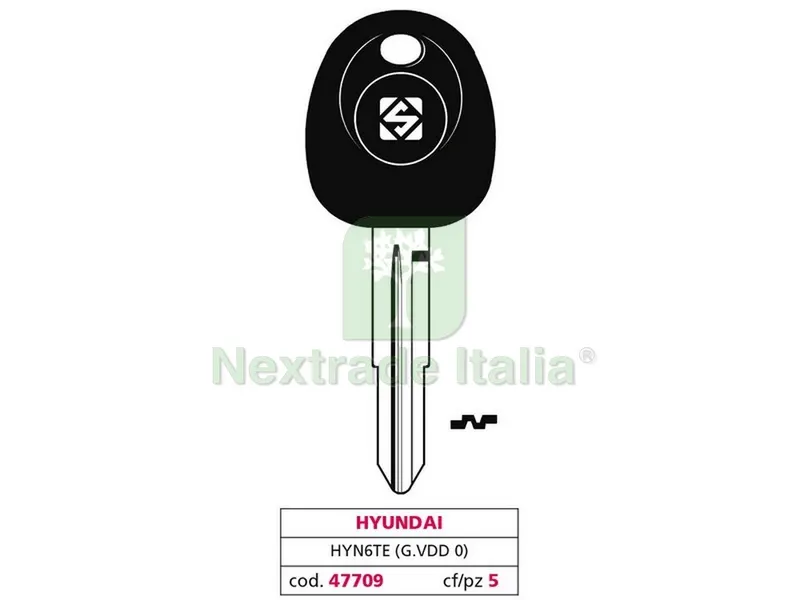 5PZ Chiave per Auto HYN6TE (G. VDD 0) Hyundai — Ferramenta porte e finestre — rif. FERX.VIT47709