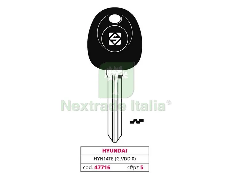 5PZ Chiave per Auto HYN14TE (G. VDD 0) Hyundai — Ferramenta porte e finestre — rif. FERX.VIT47716