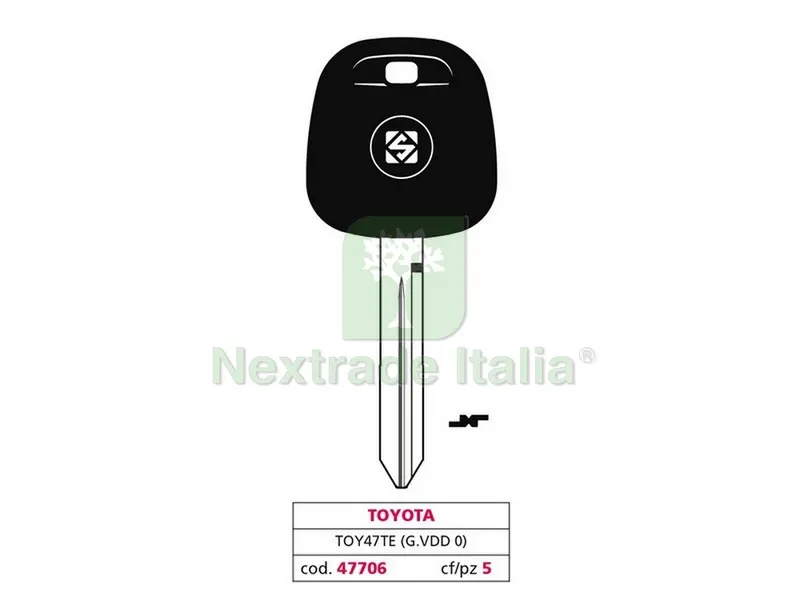 5PZ Chiave per Auto TOY47TE (G. VDD 0) Toyota — Ferramenta porte e finestre — rif. FERX.VIT47706