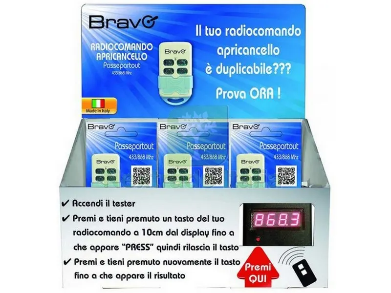 RADIOCOMANDO APRICANCELLO PASSEPARTOUT Codice fisso Frequenza 433+868 MHz Display 22 pz. — Automazioni cancello — rif. FERX.VIT53522
