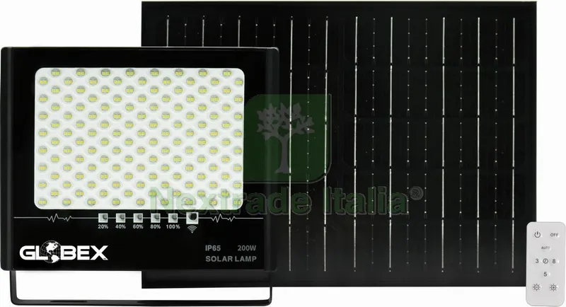 Proiettore a LED con Pannello Solare 200W 4000K — Illuminazione — rif. FERX.VIT54332 Proiettore a LED con Pannello Solare 200W 4000K — Illuminazione — rif. FERX.VIT54332