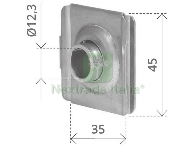 CUSCINETTO QUADRO mm. 45 foro rullino Ø mm. 12,3 — Pennelli e rulli — rif. FERX.VIT52611 CUSCINETTO QUADRO mm. 45 foro rullino Ø mm. 12,3 — Pennelli e rulli — rif. FERX.VIT52611