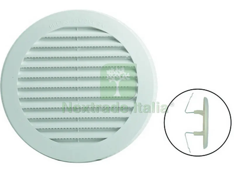 2PZ Griglia di Aerazione in Plastica con Zanche Ø mm. 148 per fori Ø mm. 80-125 — Scarichi e sifoni — rif. FERX.VIT39466