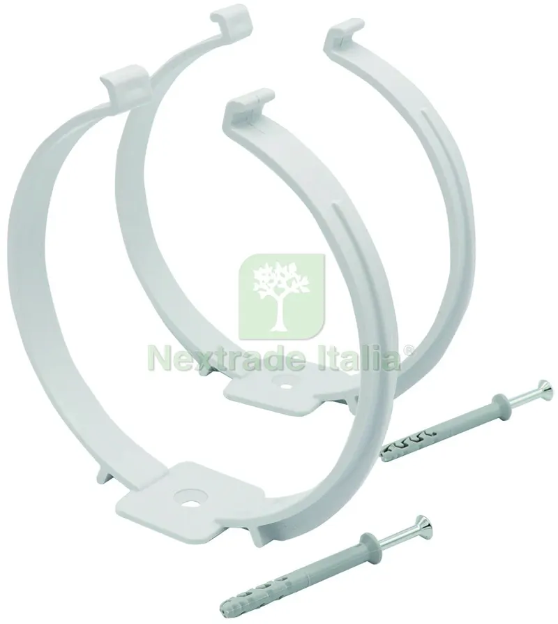 COLLARE FERMATUBO PER AERAZIONE CANALIZZATA ø mm. 125, con tasselli e viti, col. Bianco — Tasselli e ancoraggi — rif. FERX.VIT60181 COLLARE FERMATUBO PER AERAZIONE CANALIZZATA ø mm. 125, con tasselli e viti, col. Bianco — Tasselli e ancoraggi — rif. FERX.VIT60181