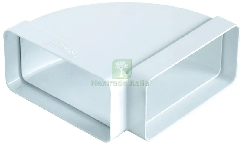 CURVA ORIZZONTALE DI TIPO RETTANGOLARE PER AERAZIONE CANALIZZATA mm. 150x70, col. Bianco — Tubi e raccordi — rif. FERX.VIT60157