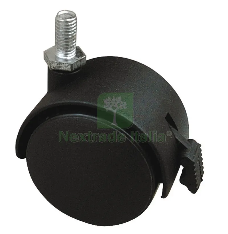 4PZ Ruota Girevole per Mobili Cuffia NYLON+FRENO mm. 40-perno M8x15 — Ruote e rotelle — rif. FERX.VIT19721 4PZ Ruota Girevole per Mobili Cuffia NYLON+FRENO mm. 40-perno M8x15 — Ruote e rotelle — rif. FERX.VIT19721