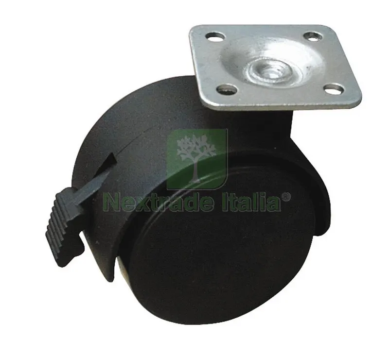 4PZ Ruota Girevole per Mobili Cuffia NYLON+FRENO mm. 40-piastra mm. 38x38 — Ruote e rotelle — rif. FERX.VIT19719 4PZ Ruota Girevole per Mobili Cuffia NYLON+FRENO mm. 40-piastra mm. 38x38 — Ruote e rotelle — rif. FERX.VIT19719