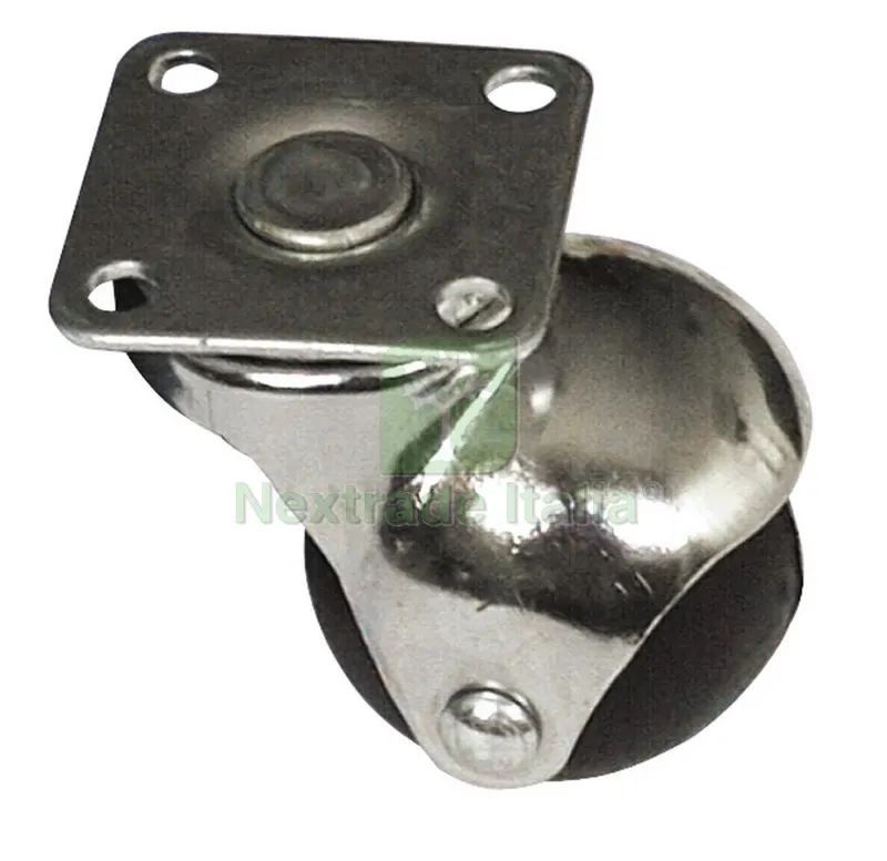 4PZ RUOTA GIREVOLE PER MOBILI CUFFIA CROMATA mm. 40-piastra mm. 38x38 — Ruote e rotelle — rif. FERX.VIT15739