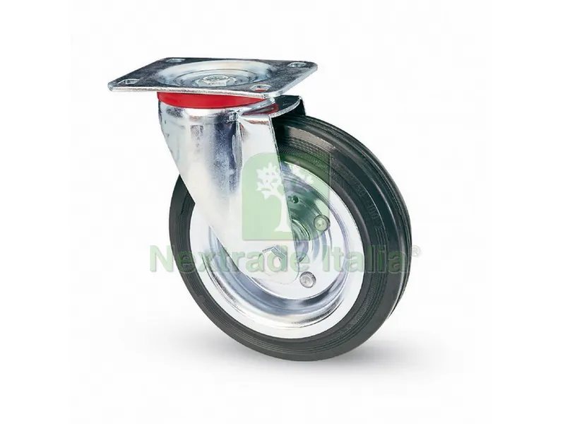 RUOTA GIREVOLE PER CARRELLI mm.200-piastra mm.135x110 — Ruote e rotelle — rif. FERX.VIT45036