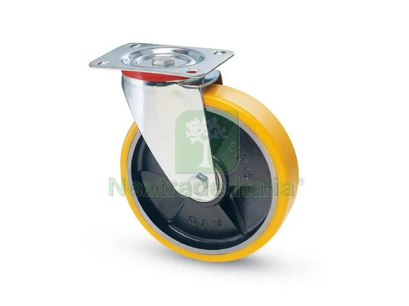 RUOTA GIREVOLE PER CARRELLI POLIURETANO art.22 mm. 80-piastra mm.100x85 — Ruote e rotelle — rif. FERX.VIT44700