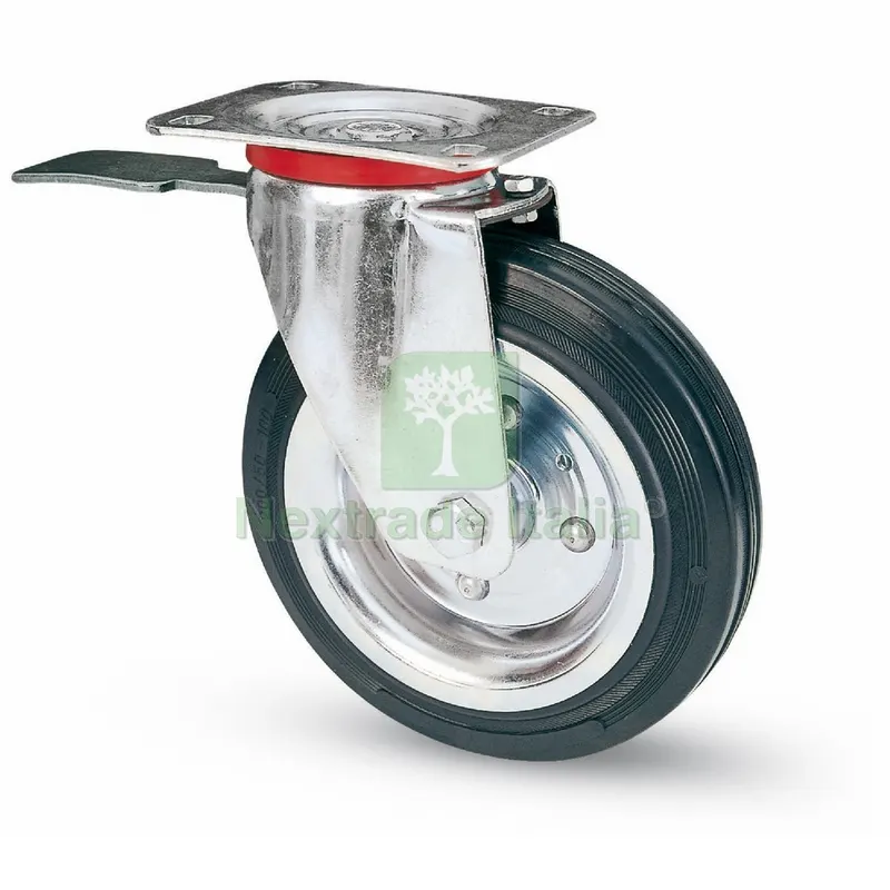 Ruota Girevole per CARRELLI+FRENO Post. art.80BIS mm.125-piastra mm.100x85 — Ruote e rotelle — rif. FERX.VIT44697