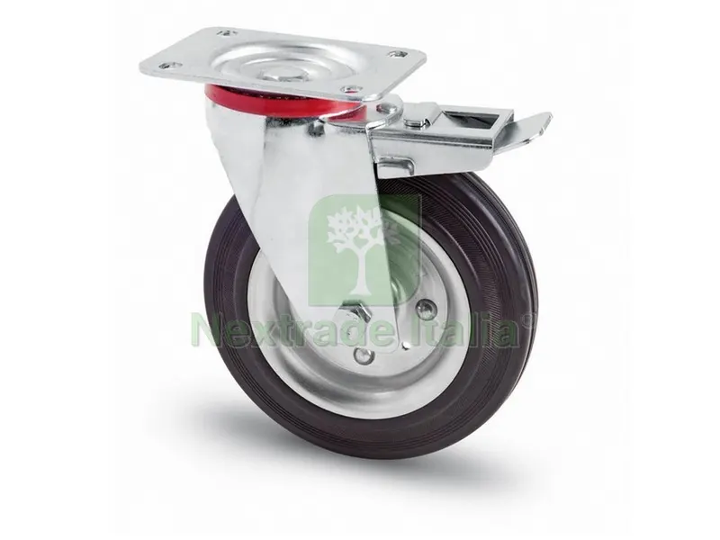 Ruota Girevole per CARRELLI+FRENO ANT. art.103 mm. 80-piastra mm.100x85 — Ruote e rotelle — rif. FERX.VIT44790 Ruota Girevole per CARRELLI+FRENO ANT. art.103 mm. 80-piastra mm.100x85 — Ruote e rotelle — rif. FERX.VIT44790