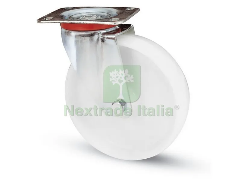 RUOTA GIREVOLE PER CARRELLI NYLON art.118BIS mm.100-piastra mm.100x85 — Ruote e rotelle — rif. FERX.VIT15034