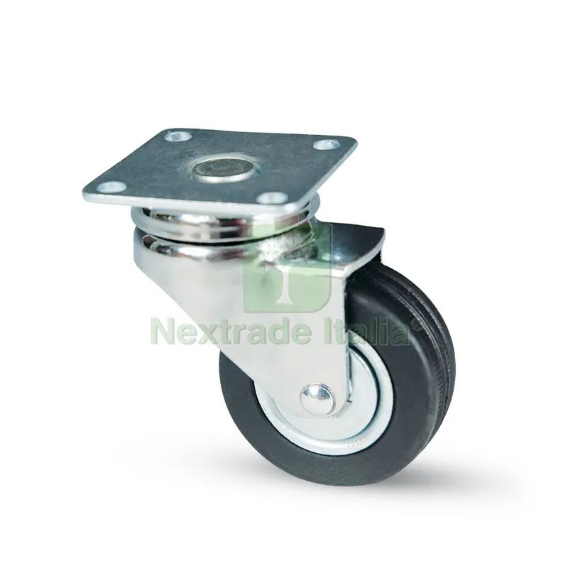 12PZ RUOTA GIREVOLE PER MOBILI art.150 mm.50-piastra mm. 47x47 — Ruote e rotelle — rif. FERX.VIT15745