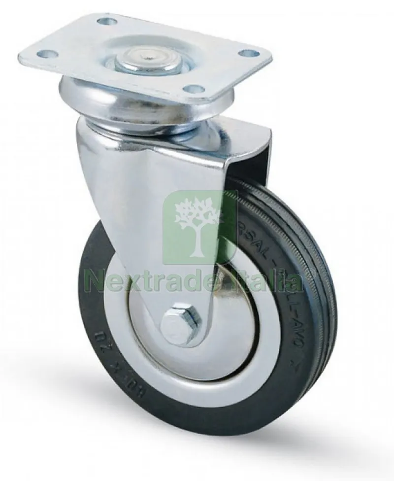 4PZ Ruota Girevole per Mobili art.155 mm.100-piastra mm. 90x70 — Ruote e rotelle — rif. FERX.VIT10781 4PZ Ruota Girevole per Mobili art.155 mm.100-piastra mm. 90x70 — Ruote e rotelle — rif. FERX.VIT10781