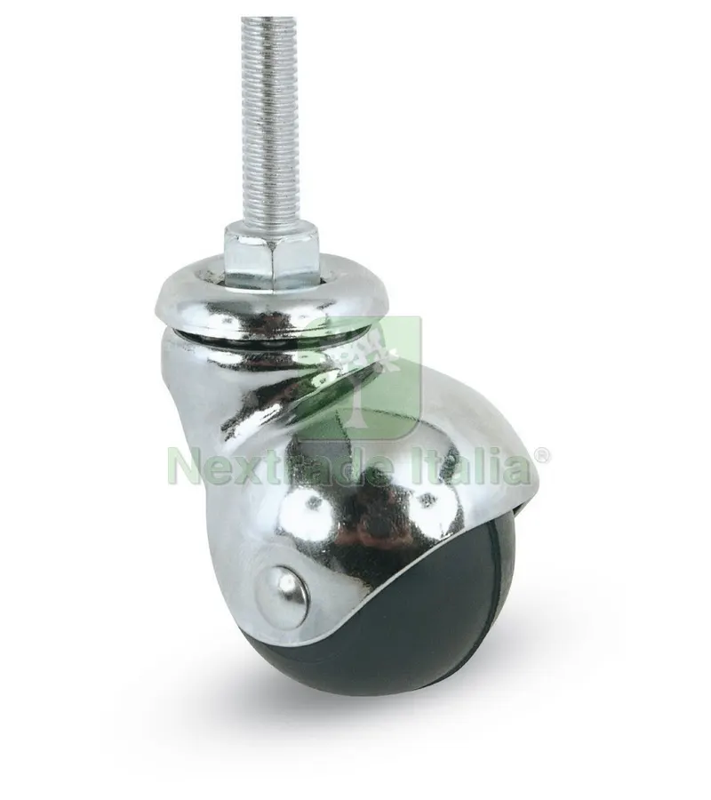 12PZ RUOTA GIREVOLE PER MOBILI CUFFIA CROMATA art.165B mm.40-perno M8x15 — Ruote e rotelle — rif. FERX.VIT44680