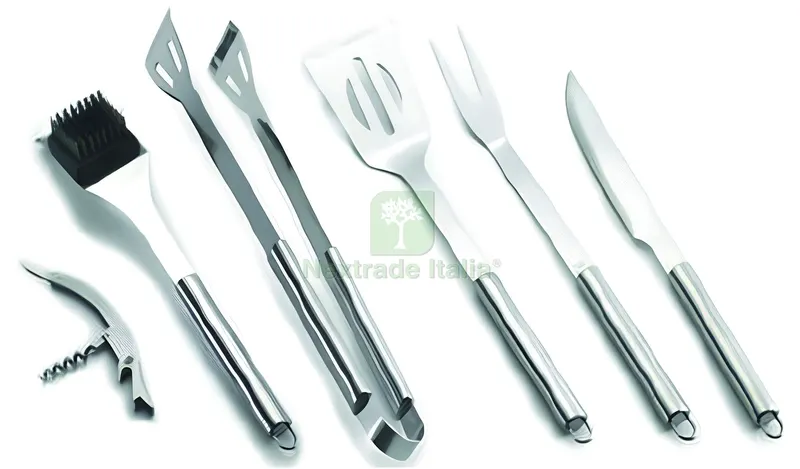 SET UTENSILI PER BARBECUE INOX VALIGETTA IN ALLUMINIO 6 PEZZI — Set di attrezzi — rif. FERX.VIT58668 — foto 2