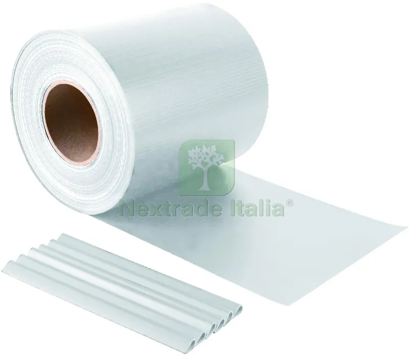 STRISCIA FRANGIVISTA IN PVC + 20 CLIP (450 gr/m) cm. 19x35 mt col. Bianco — Arelle e frangivista — rif. FERX.VIT57642
