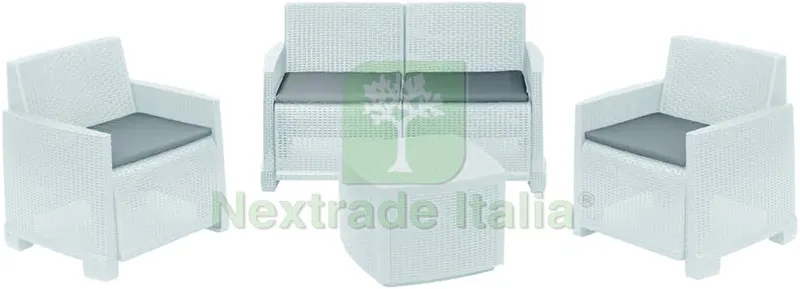 SET DA GIARDINO COMO Col. Bianco con 4 cuscini — Tempo libero outdoor — rif. FERX.VIT58759 SET DA GIARDINO COMO Col. Bianco con 4 cuscini — Tempo libero outdoor — rif. FERX.VIT58759