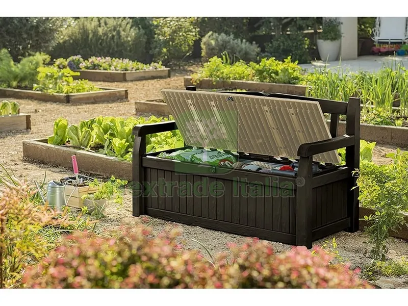 Baule Multiuso da Giardino Eden cm. 140x60x84 h Marrone/Beige — Tempo libero outdoor — rif. FERX.VIT50681 — foto 2 Baule Multiuso da Giardino Eden cm. 140x60x84 h Marrone/Beige — Tempo libero outdoor — rif. FERX.VIT50681 — foto 2