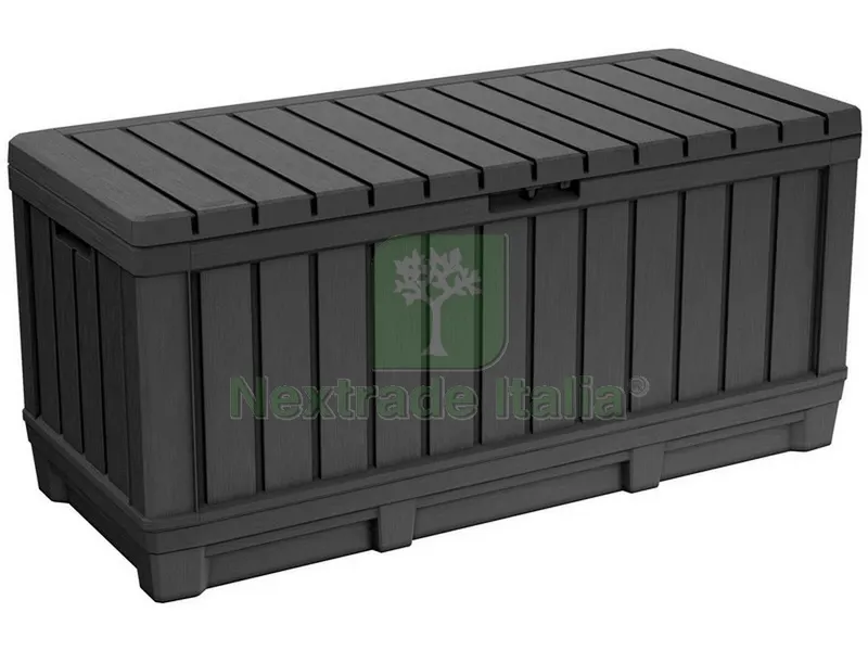 Baule Porta Attrezzi da Giardino Kentwood cm. 128x53,6x59 h col. Grafite — Set di attrezzi — rif. FERX.VIT51587